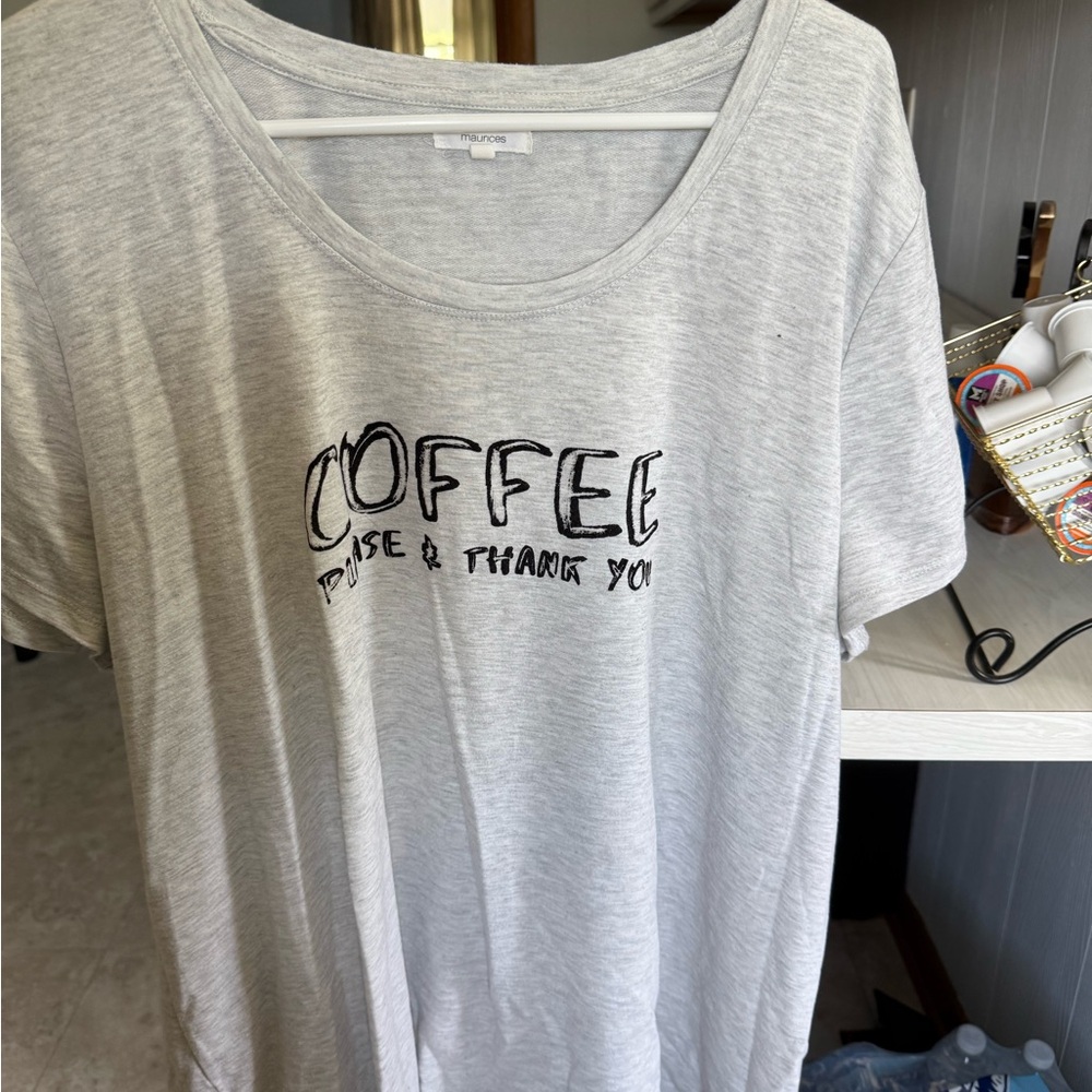 Maurices Light Gray Coffee Graphic Tee